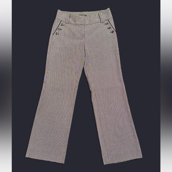 White House Black Market Pants - WHBM black trouser pants w/ white micro polka dots & sailor style button detail